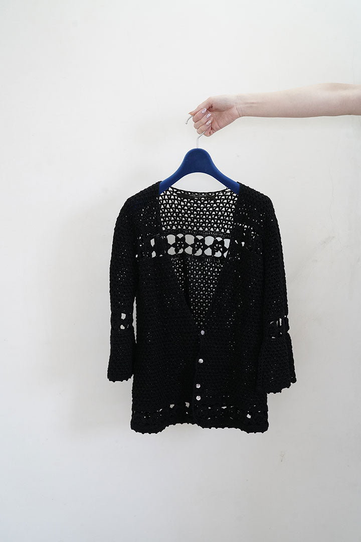 junya watanabe cotton crochet short sleeve cardigan