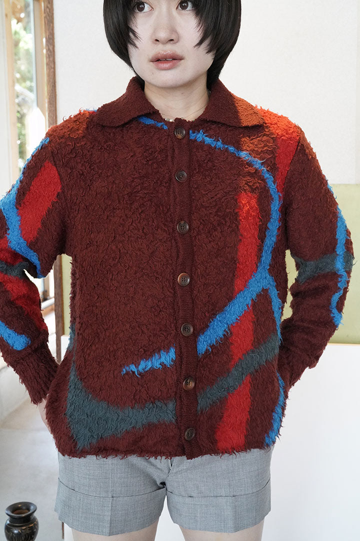 KHOKI Jacquard design knit gardigan
