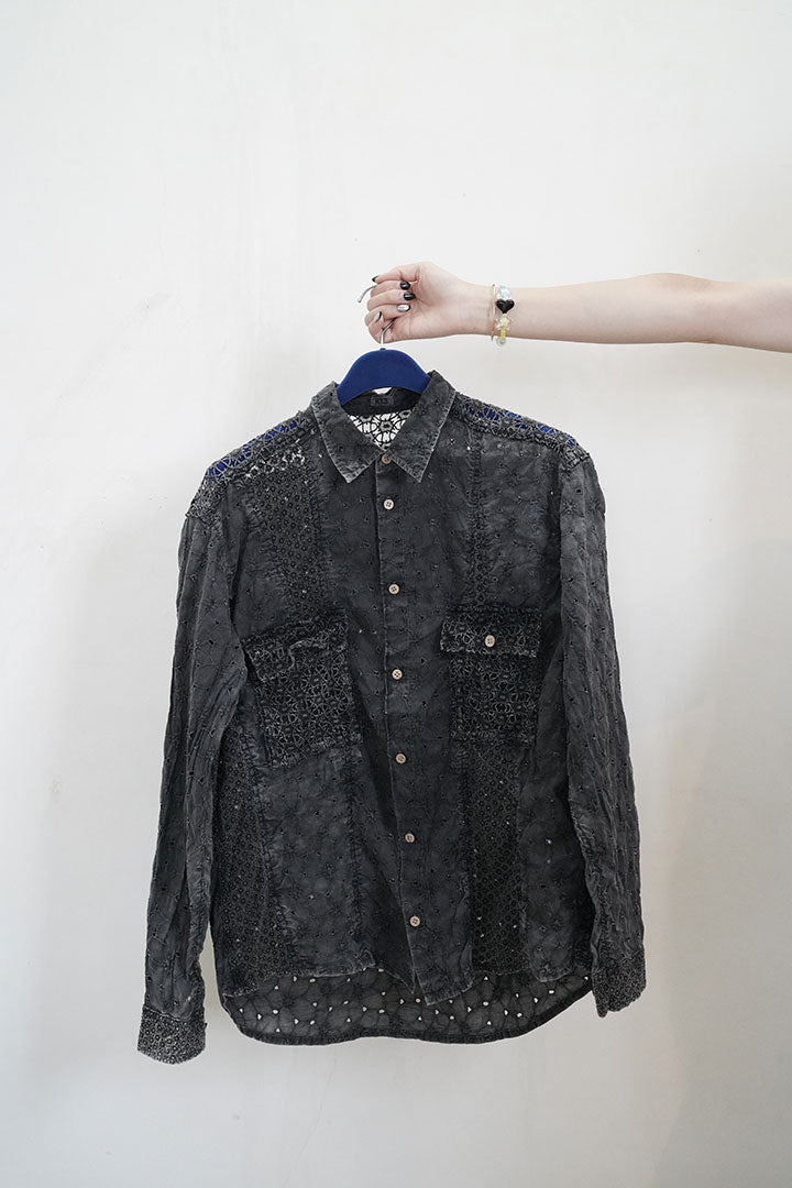 KHOKI Vintage-effect lace shirt