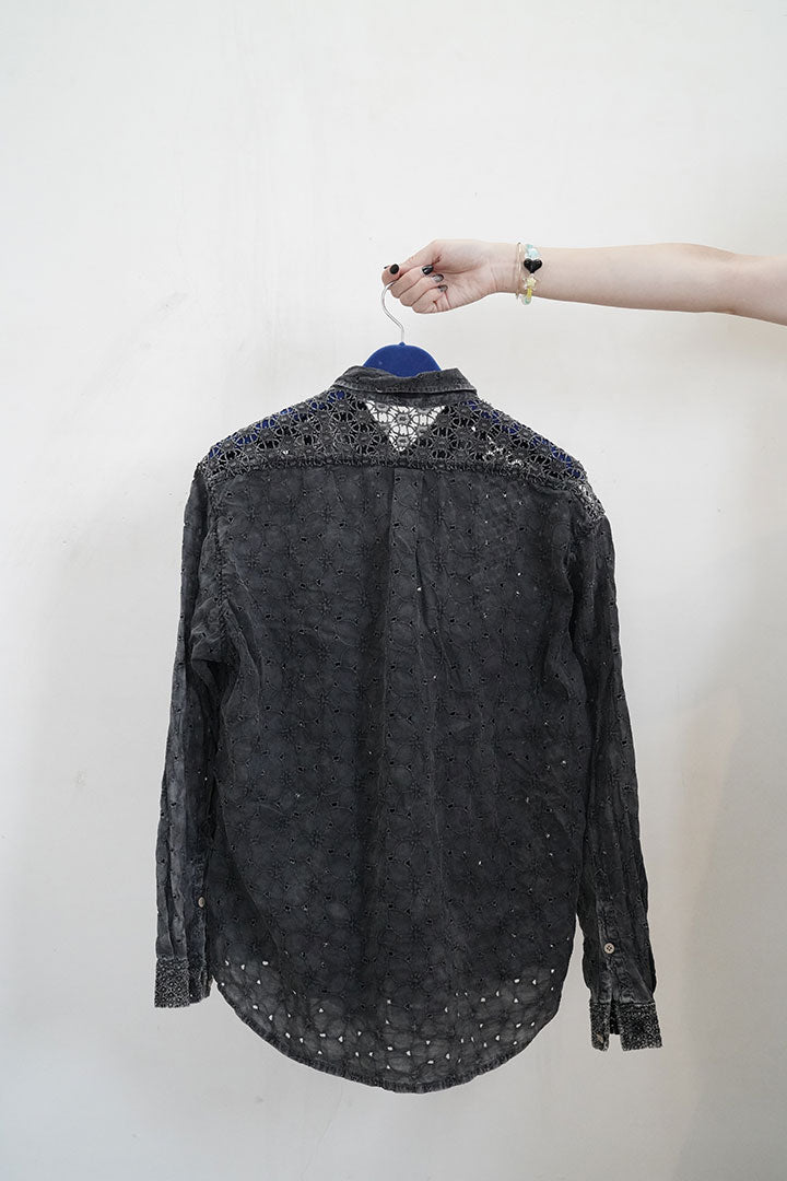 KHOKI Vintage-effect lace shirt