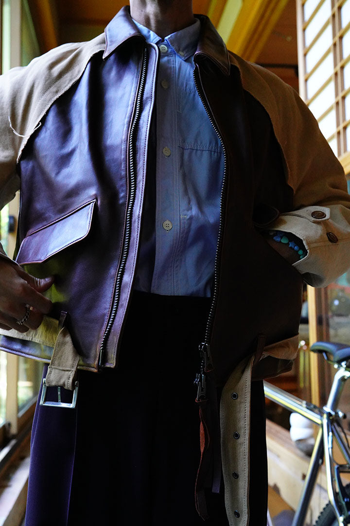 KHOKI Vintage effect leather jacket
