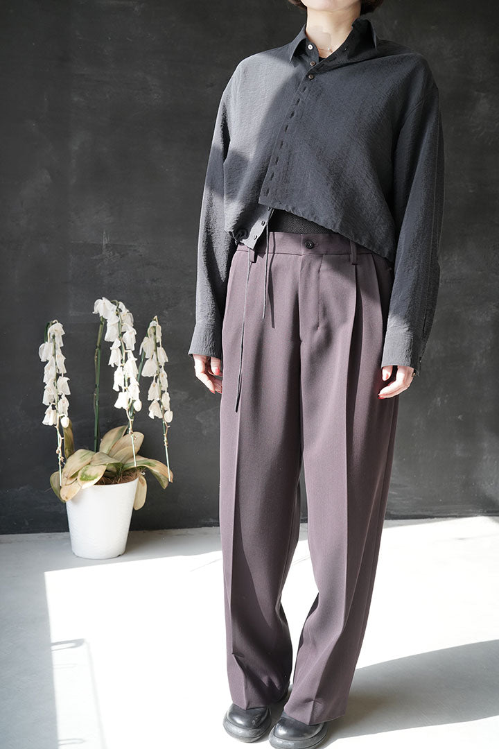 irenisa two-tucks-wide-trousers-burgundy
