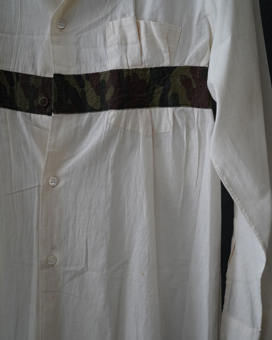 CDG tacked cammo ivory shirts