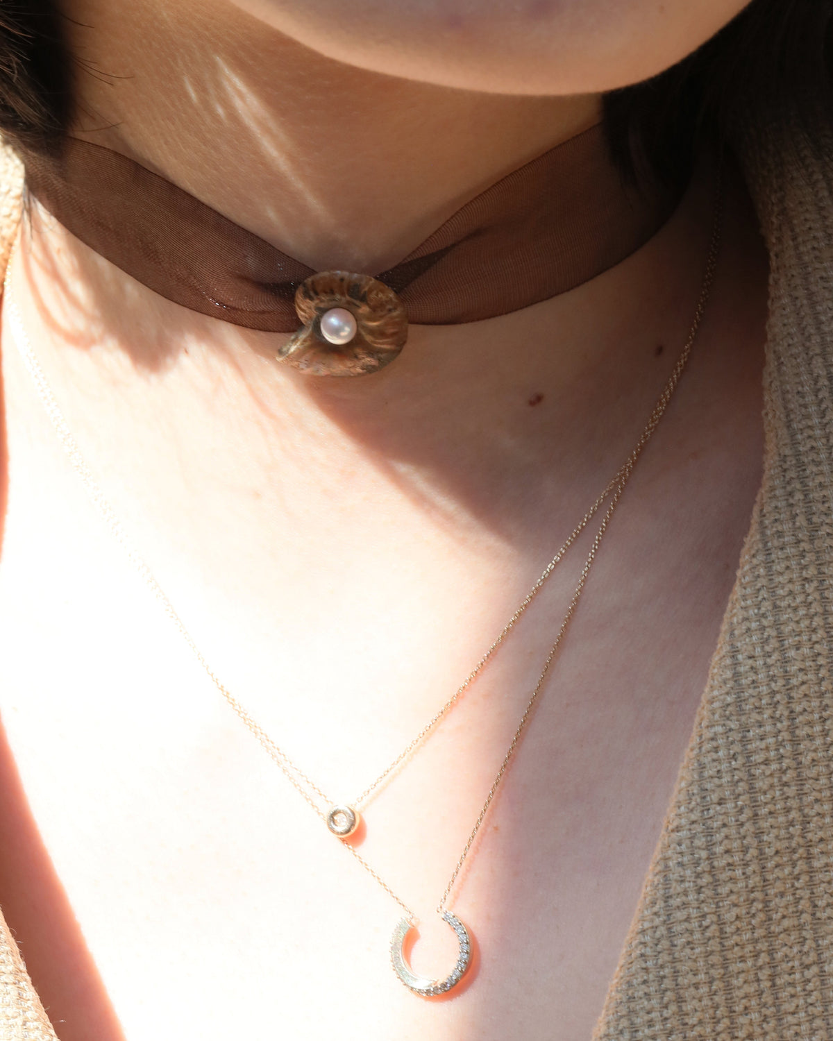 ammonite akoya ribon choker