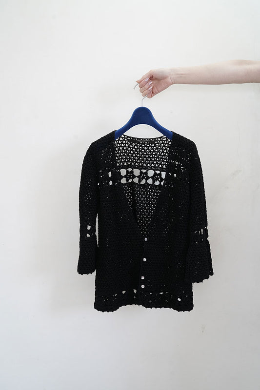 junya watanabe cotton crochet short sleeve cardigan