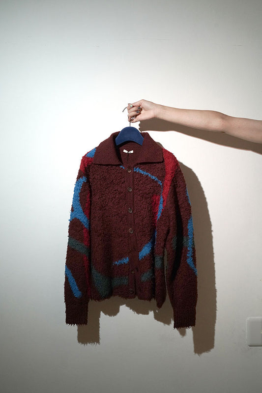 KHOKI Jacquard design knit gardigan
