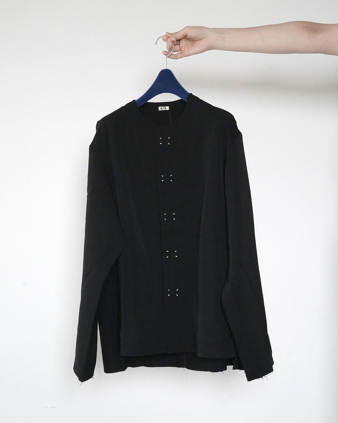 KHOKI no collar wool gabardine jacket