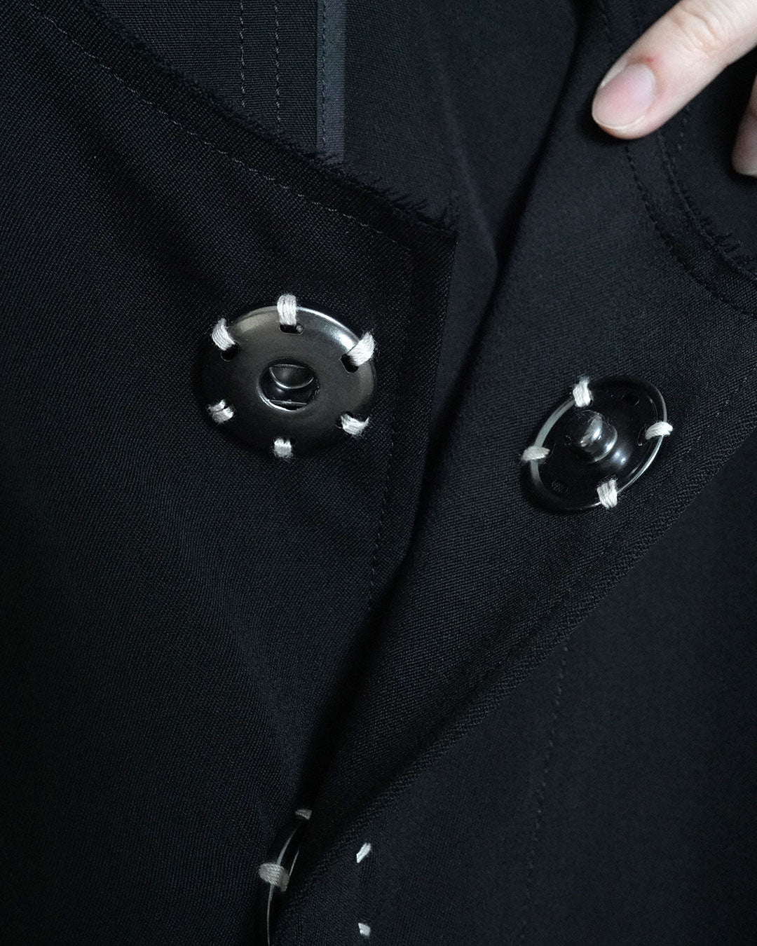 KHOKI no collar wool gabardine jacket