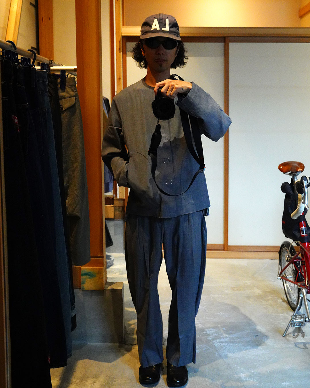 KHOKI no collar wool gabardine jacket