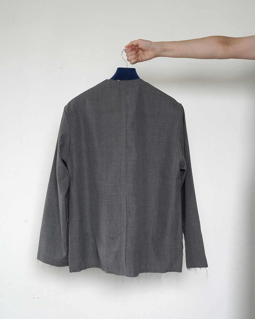 KHOKI no collar wool gabardine jacket