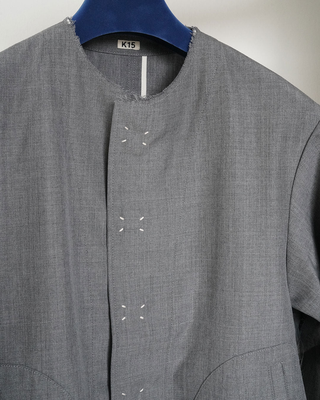KHOKI no collar wool gabardine jacket