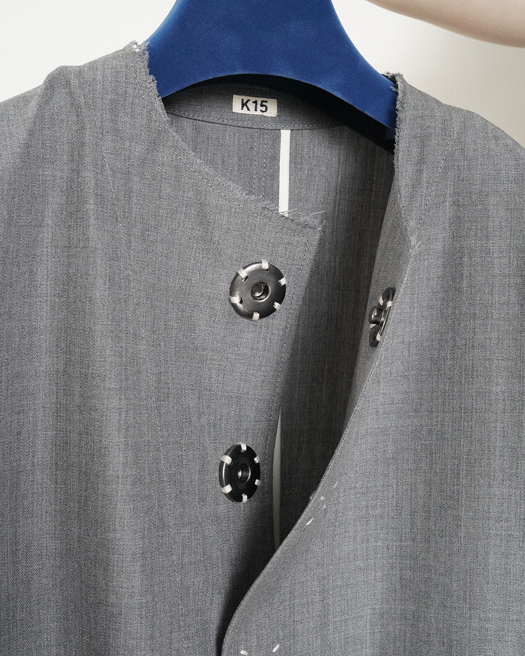 KHOKI no collar wool gabardine jacket