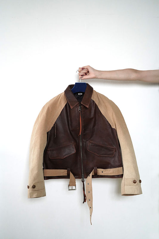 KHOKI Vintage effect leather jacket
