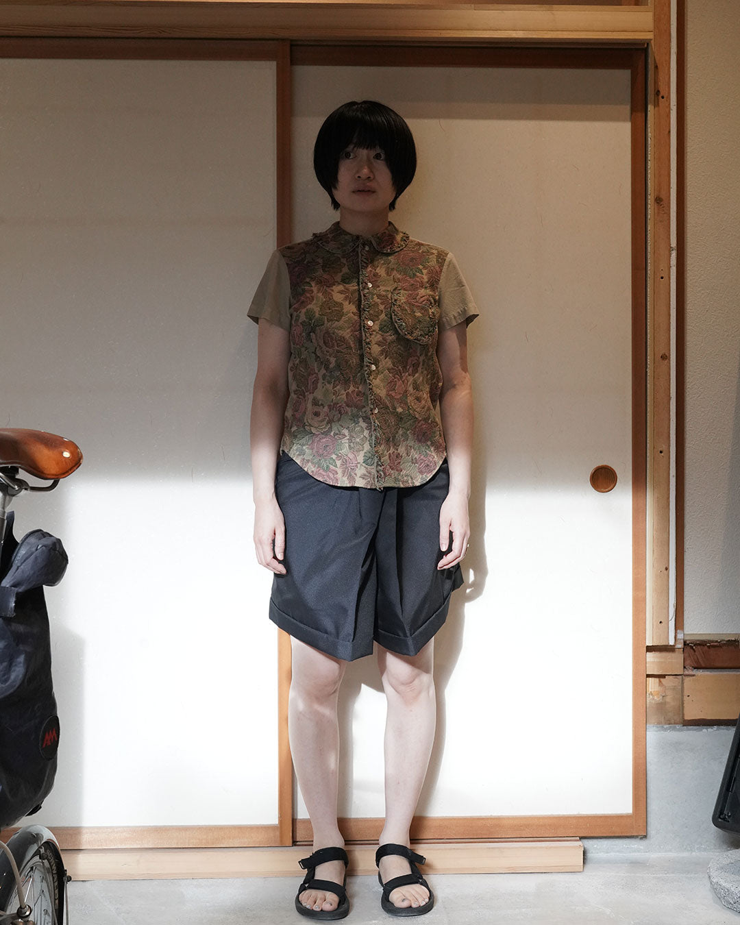 tricot jacquard flower shirts